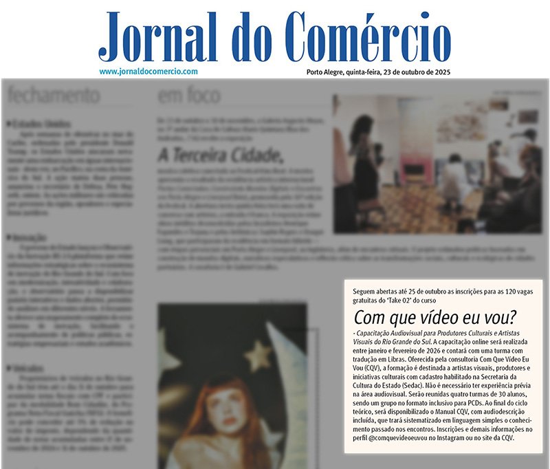 Publicação impressa do Jornal do Comércio sobre a CQV, 23 de outubro de 2025